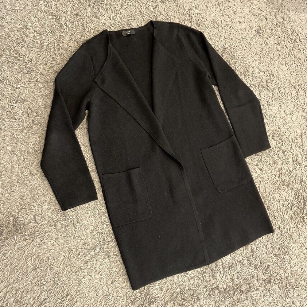 J.CREW 365 Juliette Collarless Sweater Blazer In Black Size M Merino Wool Blend - Picture 9 of 16